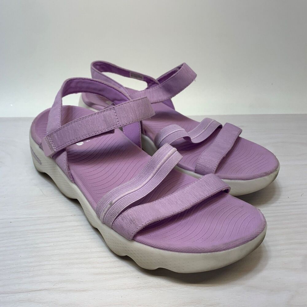 Skechers Women's Size 11 Go Walk Massage Fit Ankle‎ Strap Sandals Purple